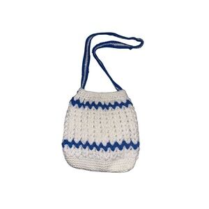Blue and White Crochet Shoulder Bag